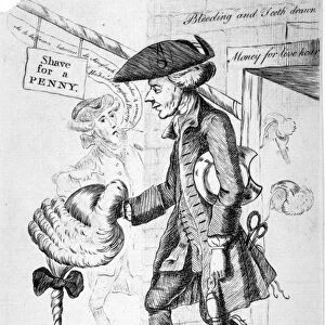 English barber, carrying home a common councilmans wig, 1771. Artist: PS