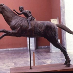 Greek Bronze Horse and Jockey, from Artemision, life-size. 2 Cent BC. At National Archaelogical Muse