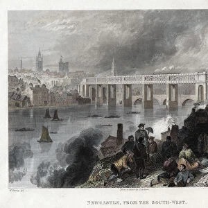 High Level Bridge over the Tyne at Newcastle, 1849. Artist: Thomas Abiel Prior