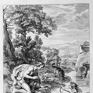 Narcissus in love with his own reflection, 1655. Artist: Michel de Marolles