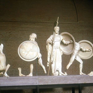 Reconstruction of part of the West Pediment of the Temple of Aphaia, Aegina, Greece, c500 - 480 BC