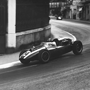 1959 Monaco Grand Prix: Jack Brabham, 1st position, action