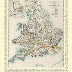 Map of England and Wales showing the Ecclesiastical Divisions in the reign of Edward I