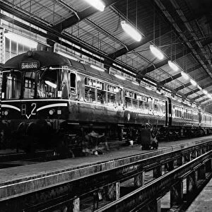 Diesel Multiple Unit seen here in the loco shed at Cambridge. 23rd October 1962