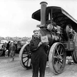 Milburn Stafford with his prize-winning 1920 steam road locomotive on 4th June 1984 at