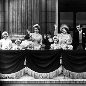 Princess Margaret and her husband Anthony Armstrong Jones on the balcony of Buckingham