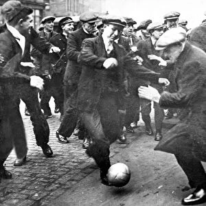 A Shrovetide football match in full swing in Chester-le-Street in 1957