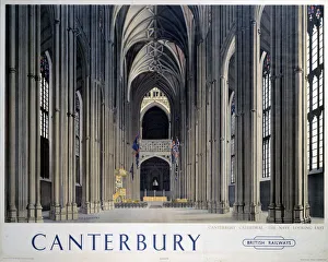 Canterbury Cathedral - The Nave looking East , BR (SR) poster, 1948 Canterbury Cathedral - The Nave looking East , BR (SR) poster, 1948