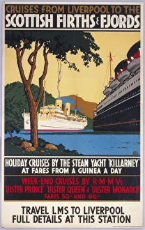 Cruises from Liverpool to the Scottish Firths & Fjords, LMS poster, c 1930s Cruises from Liverpool to the Scottish Firths & Fjords, LMS poster, c 1930s