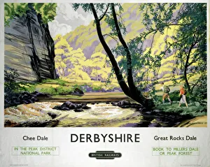 Derbyshire - Chee Dale and Great Rocks Dale BR (LMR) poster, c 1950s Derbyshire - Chee Dale and Great Rocks Dale BR (LMR) poster, c 1950s