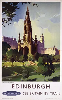 Edinburgh: The Scott Monument, BR poster, c 1950s Edinburgh: The Scott Monument, BR poster, c 1950s
