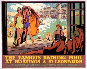 The Famous Bathing Pool at Hastings and St Leonards, LMS poster, c 1920s The Famous Bathing Pool at Hastings and St Leonards, LMS poster, c 1920s