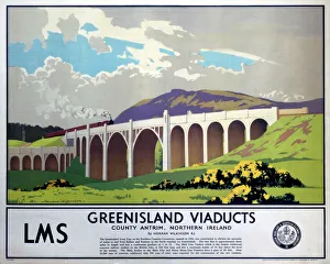 Greenisland Viaducts, LMS poster, 1923-1947 Greenisland Viaducts, LMS poster, 1923-1947