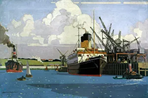 View of docks with SS Duke of Argyll moored alongside a quay, c 1928-1948 View of docks with SS Duke of Argyll moored alongside a quay, c 1928-1948