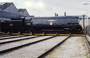 Winston Churchill, SR 4-6-2, Battle of Britain Class, Swindon, August 30th 1990 Winston Churchill, SR 4-6-2, Battle of Britain Class, Swindon, August 30th 1990